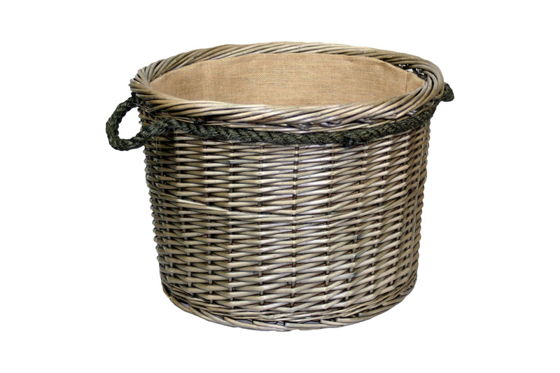 Antique Wash Round Rope Handled Basket Set Of 3 Extra Large Single Shot