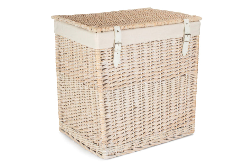 Boutique White Wash Storage Laundry Hamper With Lining Large Front