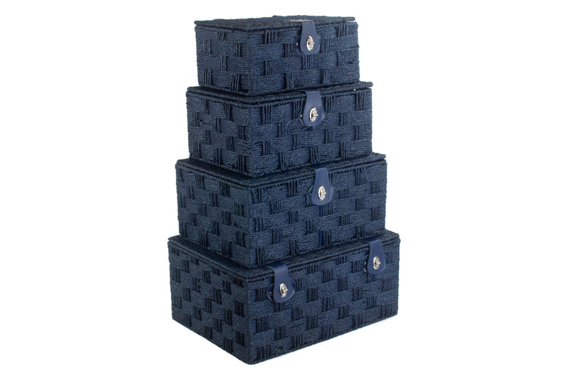 Paper Rope Hamper Blue Stacked