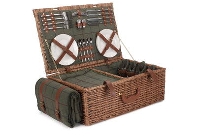 Green Fitted Tweed Hamper Large Open