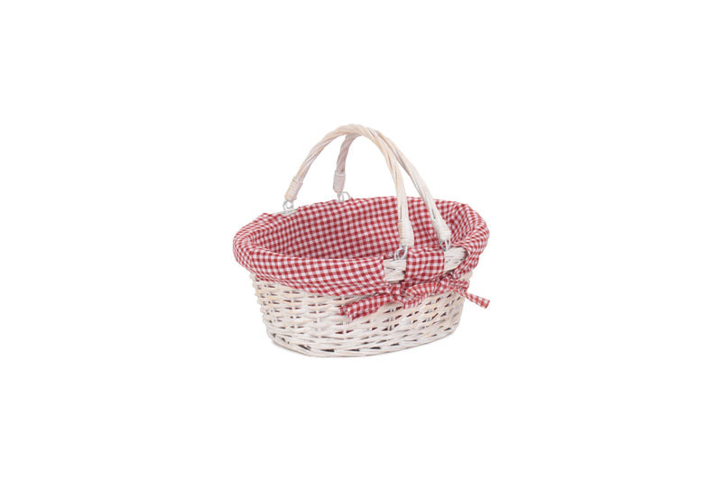 White Swing Handle Shopper Small Red & White Side