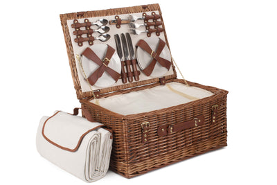 Classic Fitted Wicker Picnic Hamper Large Open