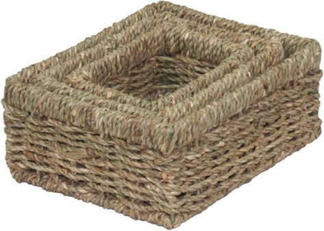 Rectangular Seagrass Small Trays Set 3