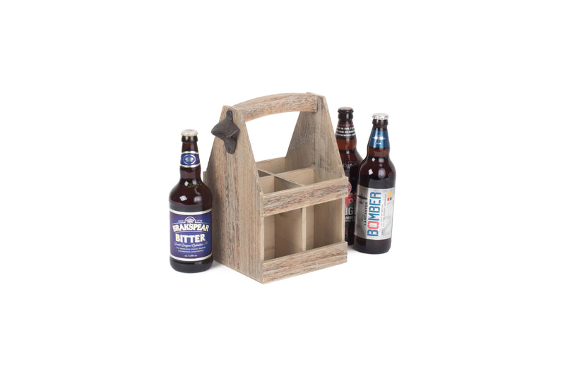 Oak Effect Bottle Carrier With Opener Example