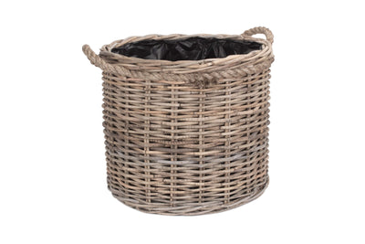 Rope Handled Rattan Round Planter