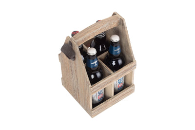 Oak Effect Bottle Carrier With Opener Top View