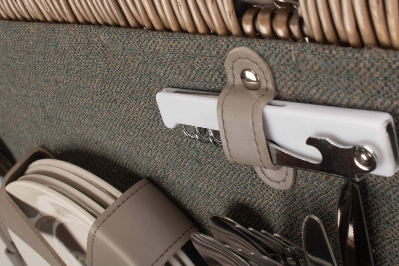 Grey Tweed Fitted Picnic Hamper Items Detail