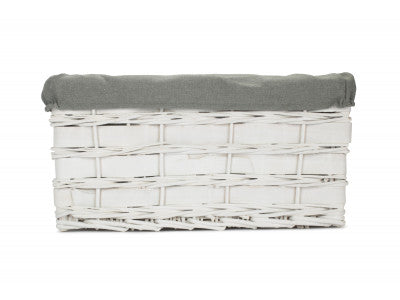 White Scandi Storage Baskets with Grey Sage Lining