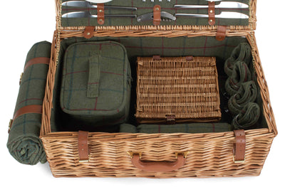 Deluxe Fitted Wicker Hamper Tweed Open Close Detail