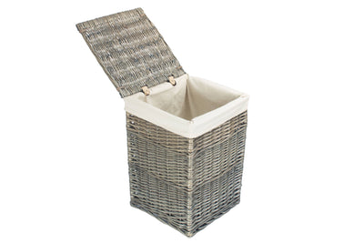 Antique Wash Square Laundry Basket With White Lining