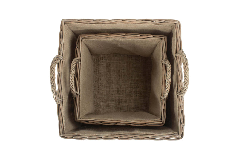 Square Lined Wicker Log / Storage Basket