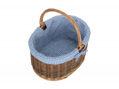 Country Oval Shopper with Blue & White Checked Lining