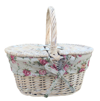 Child's White Wash Lidded Hamper Garden Rose