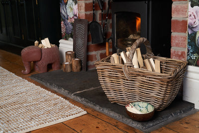 Wicker Kindling Basket With Handle