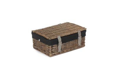 14 Inch Antique-Washed Empty Wicker Hamper Basket Black