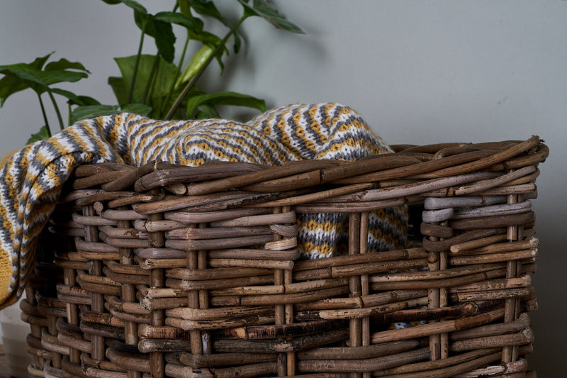 Rectangular Grey Rattan Storage Basket