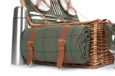 Deluxe Fitted Wicker Hamper Large Tweed Detail Side