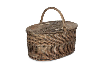 Deep Antique Wash Oval Picnic Basket Unlined