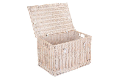 24" White Wash Chest Hamper Open