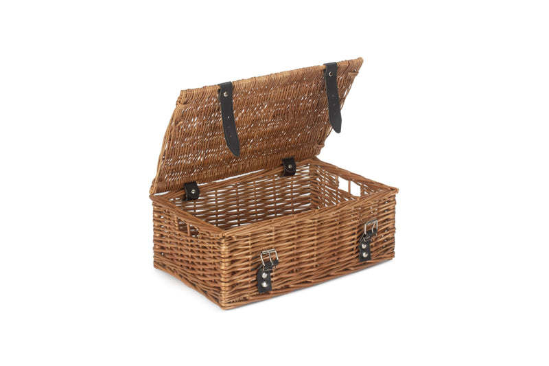 14 Inch Double-Steamed Empty Wicker Hamper Basket Unlined Open