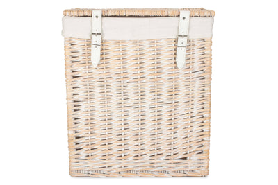 Boutique White Wash Storage Laundry Hamper With Lining Small Front