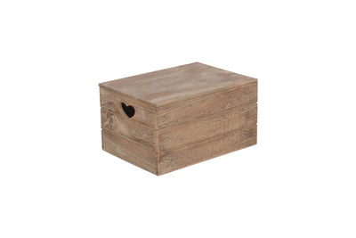 Large Lidded Oak Effect Heart Cut-Out Box