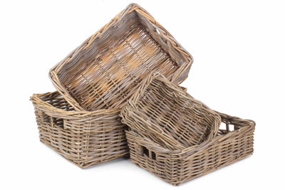 Collection of Rattan shallow baskets