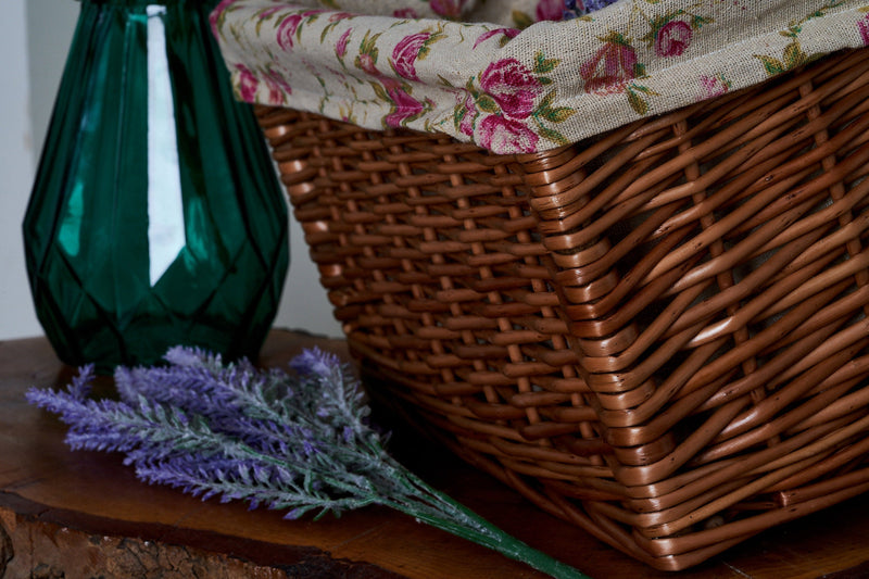 Double Steamed Wicker Storage Baskets With Rose Lining