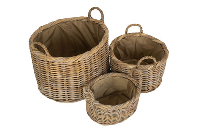 Oval Rattan Log Basket with Cordura Lining