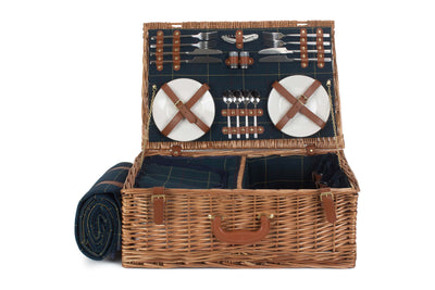 Blue Fitted Tweed Hamper Large Front Display