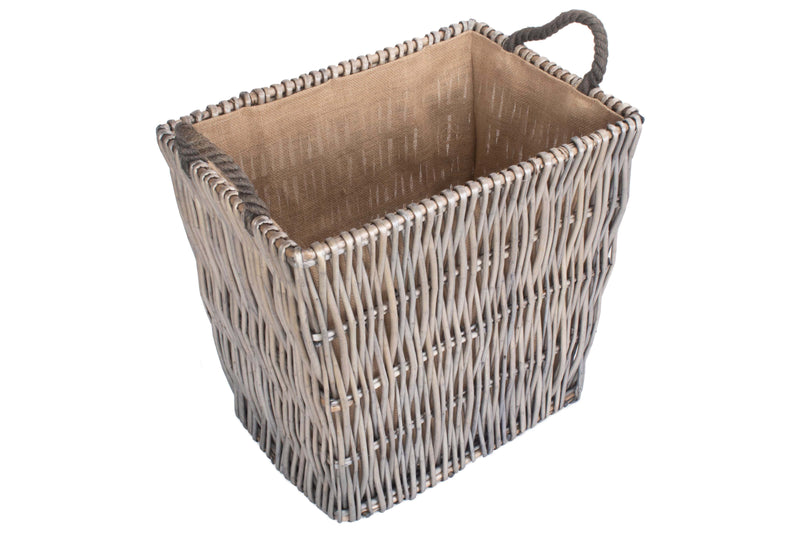 Grey Rectangular Log Basket Small Single