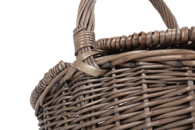 Small Antique Wash Finish Oval Picnic Basket Detail