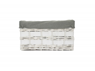 White Scandi Storage Baskets with Grey Sage Lining