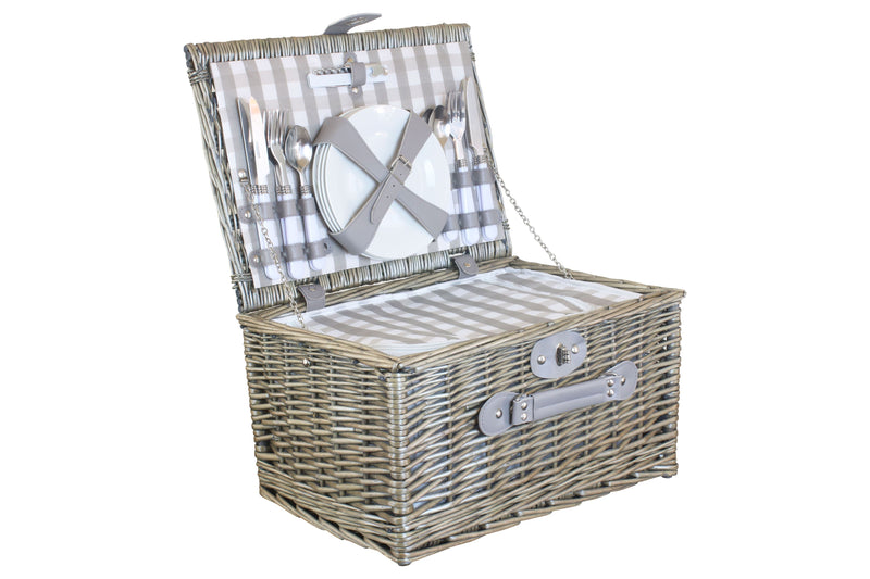 Grey Checked Fitted Chiller Hamper Large Front