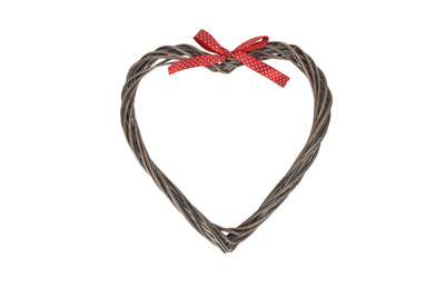 Slim Heart Wreath With Red Spotty Ribbon Front