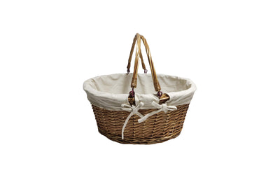 Double Steamed Wicker Shopping Basket With Swing Handles Lined