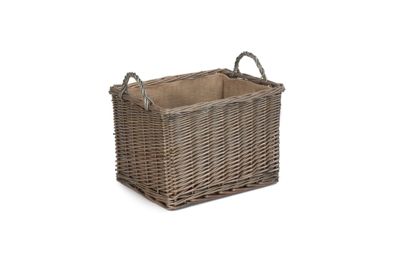 Antique Wash Hessian Lined Basket