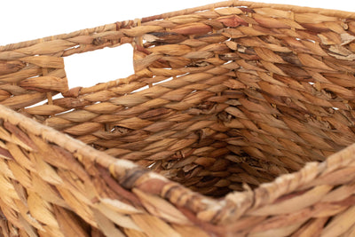 Water Hyacinth Square Storage Basket Interior Close Detail