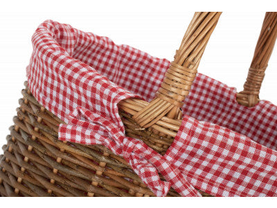 Country Oval Shopper with Red & White Checked Lining