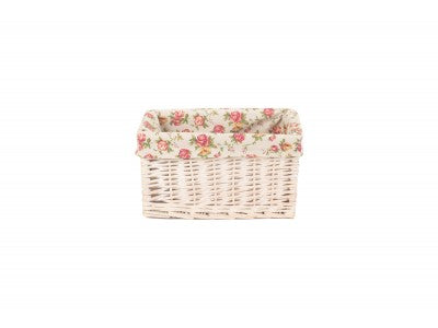 Garden Rose Lined White Wash Storage Basket