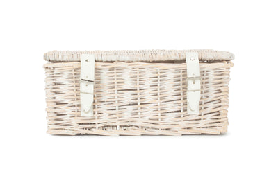 14 Inch White-Washed Empty Wicker Hamper Basket