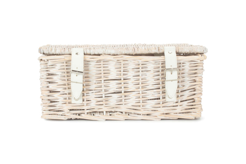 14 Inch White-Washed Empty Wicker Hamper Basket