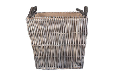 Grey Rectangular Log Basket