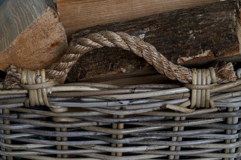 Square Grey Rattan Log Basket