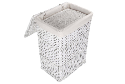 Large White Wicker Laundry Hamper Basket