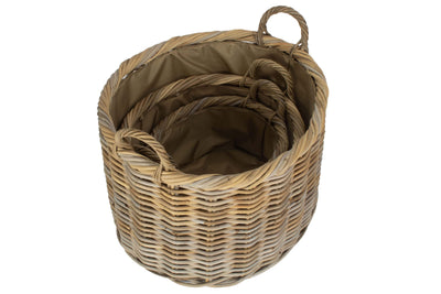 Oval Rattan Log Basket with Cordura Lining