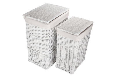 White Wash Wicker Bathroom Laundry Set 5