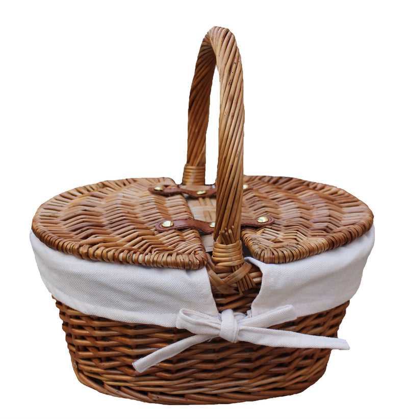 Light Steamed Oval Lidded Hamper White