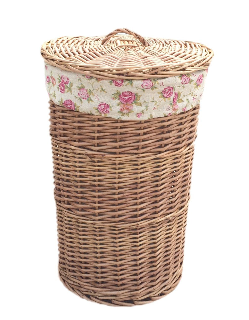 Light Steamed Round Linen Basket Rose