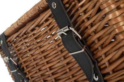 14 Inch Double-Steamed Empty Wicker Hamper Basket Buckle Detail